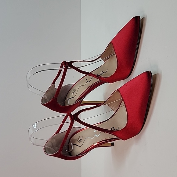 NINA RED SATIN HIGH-HEEL PUMPS SZ 9.5 WOMENS NWOT - Picture 3 of 16